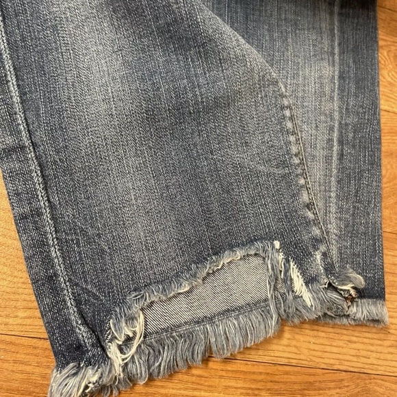 EXPRESS Skinny Ankle Stretch Women’s 8R Distressed Raw Hem Dark Wash Jeans | Y2K - Picture 7 of 16